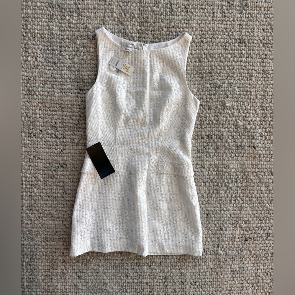 New Bebe white dress lace 70s style white medium